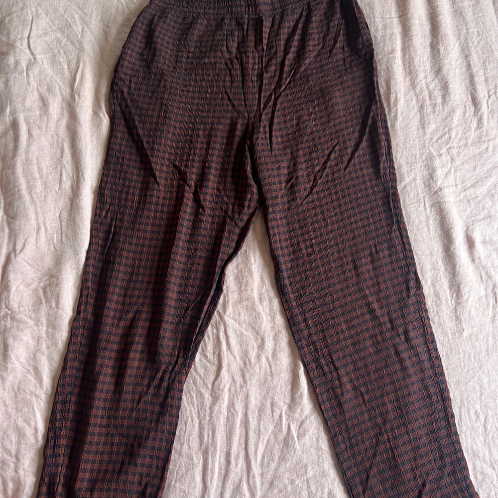 Gingham plaid trousers